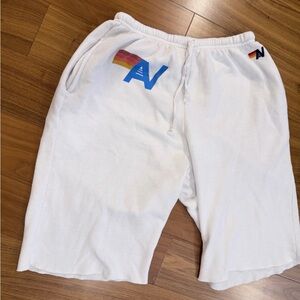 Aviator Nation Logo White Men’s Sweatshorts Size XL
